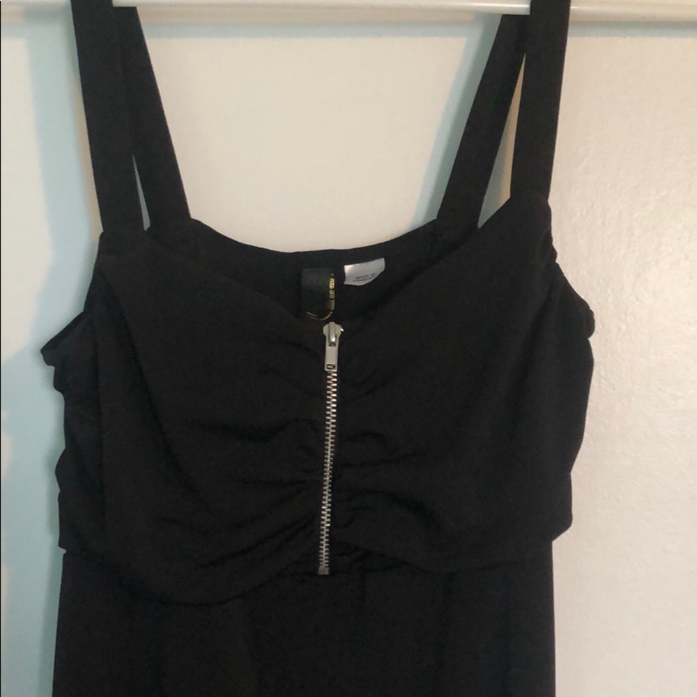 Black zip-front maxi dress